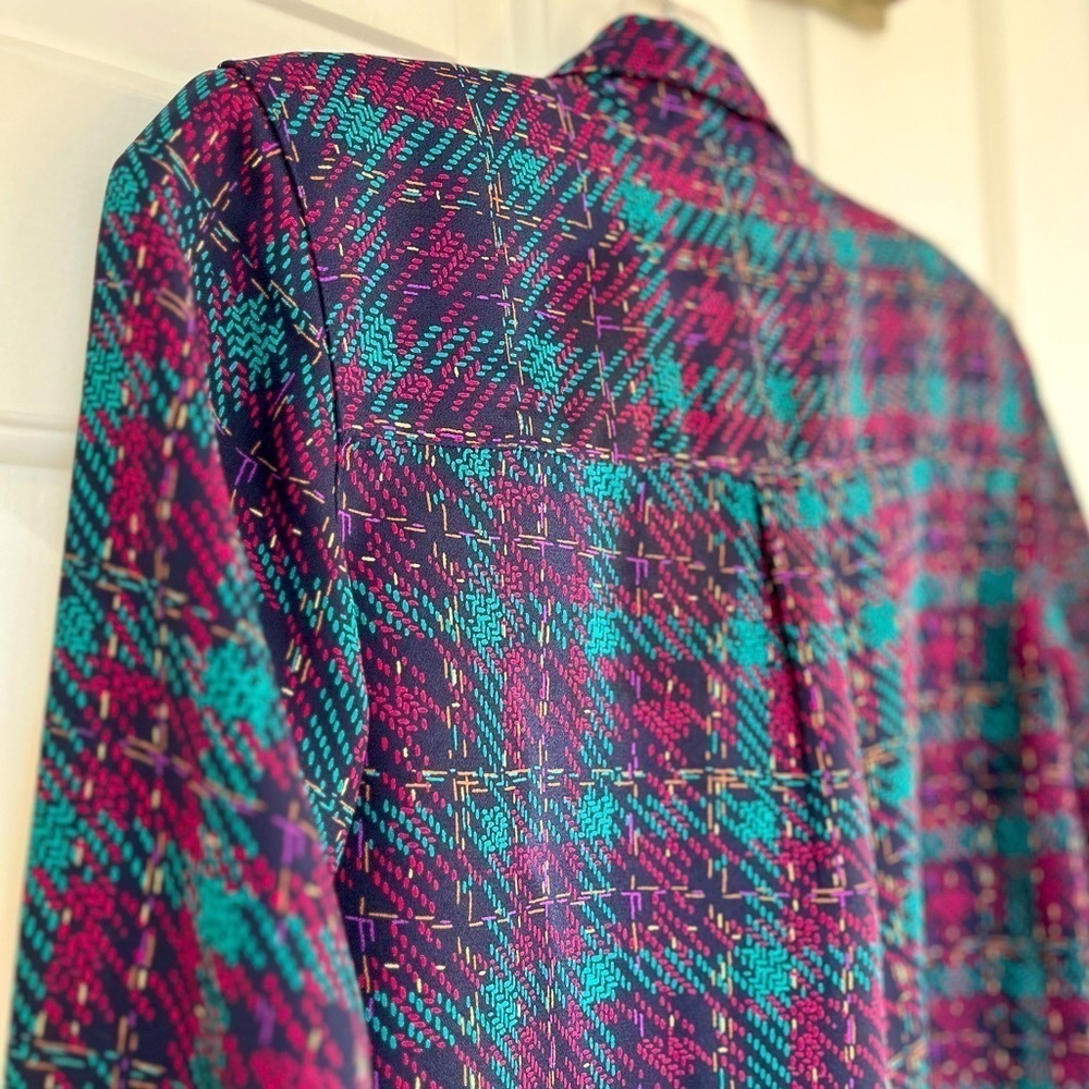 Vintage Purple & Teal Plaid Button-Down Shirt - Picture 13 of 16